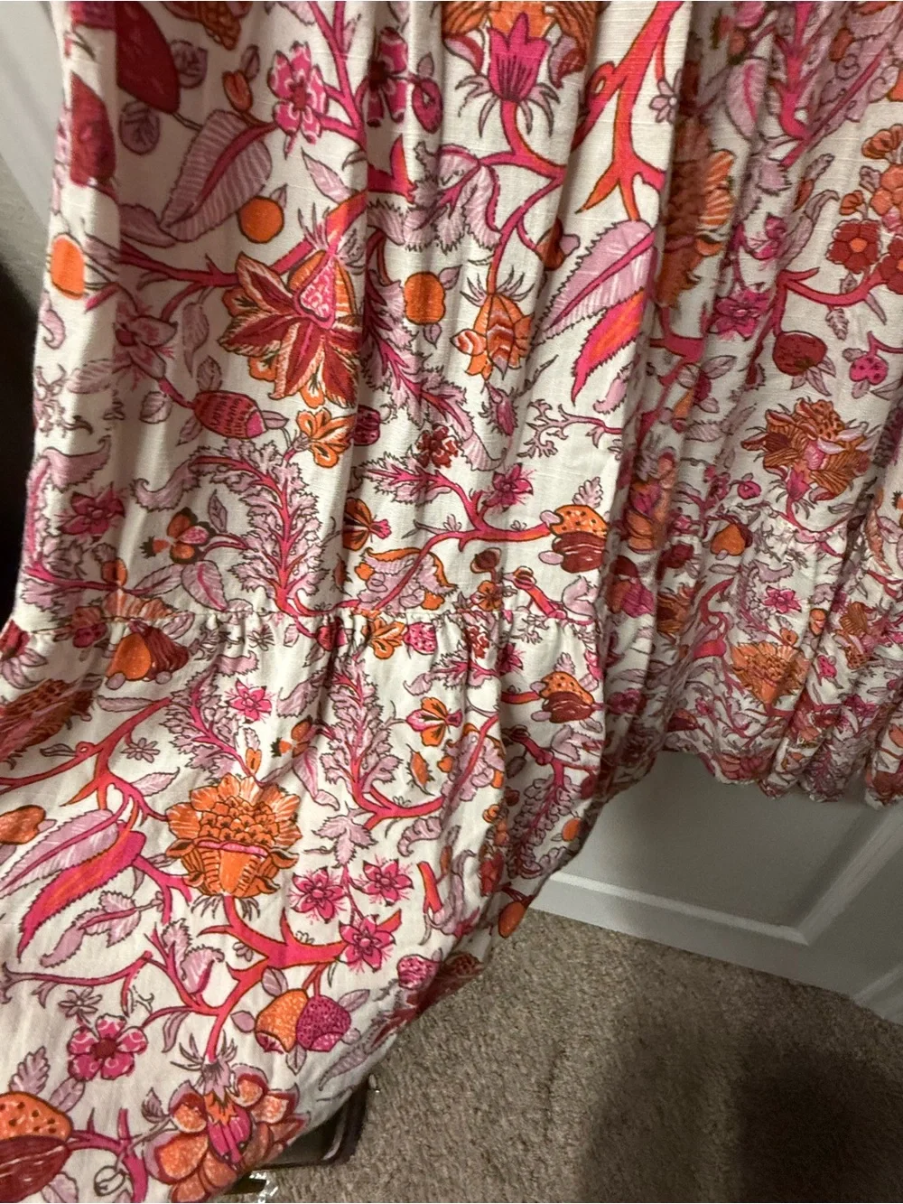 Knox Rose Floral Boho Maxi Dress Size Medium Pink Orange Flutter Sleeve - Picture 6 of 7